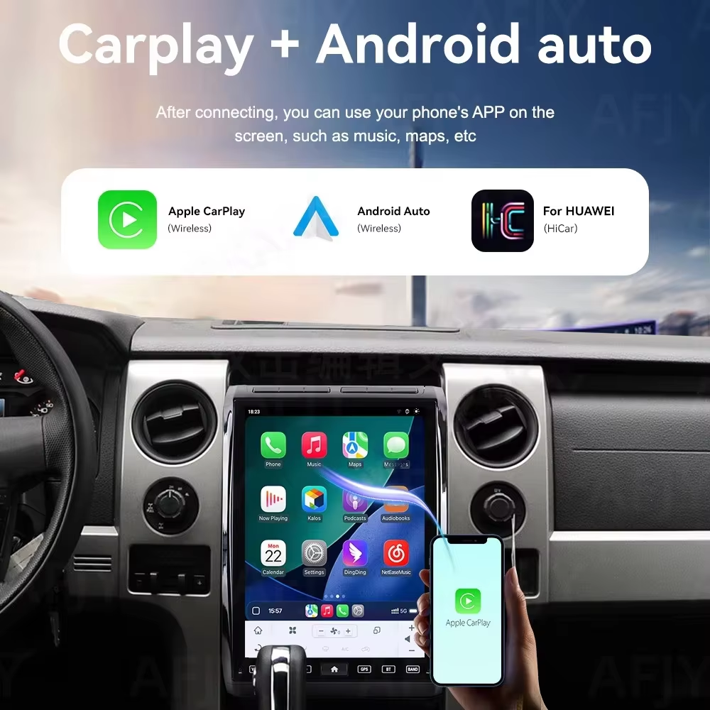 14.4 Inch Android 13 128GB For Ford F150 Raptor 2009-2014 Tesla Style Car GPS Navigation Multimedia Player Radio Tape Head Unit