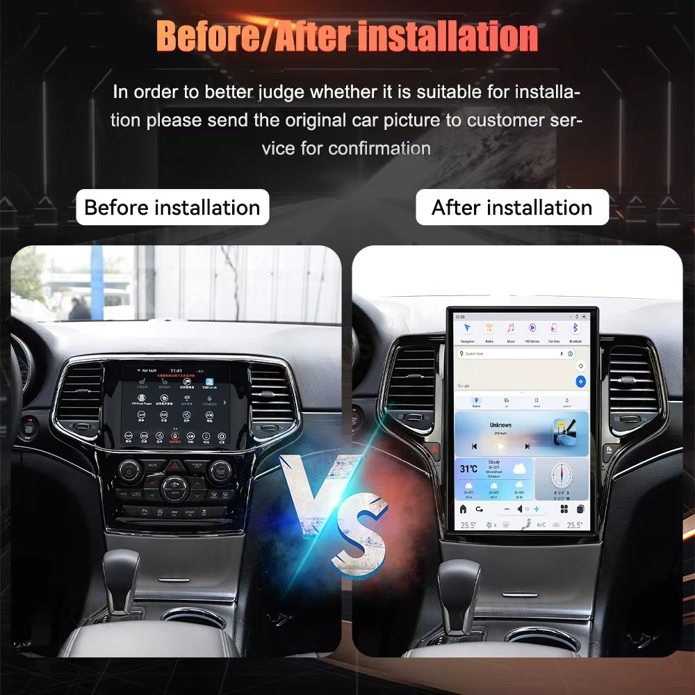 14.5" CarPlay For Jeep Grand Cherokee 2010-2021 Car Radio Multimedia Player Qualcomm Android 13.0 GPS HD Touch Screen Head Uni