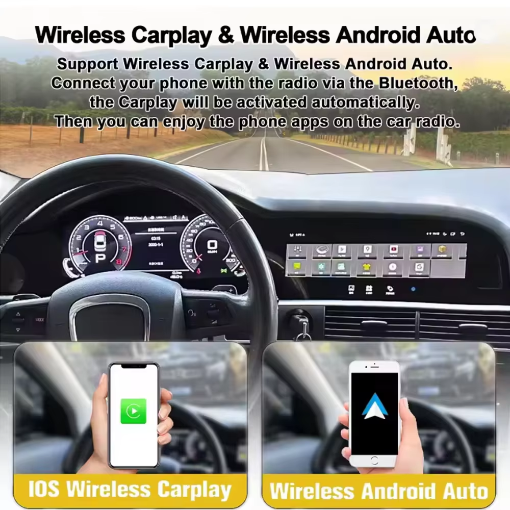 Digital Instrument Cluster for Audi Q7 4L 2005-2016 Speedometer Android Radio, Wireless CarPlay, GPS Navigation, Plug and Play