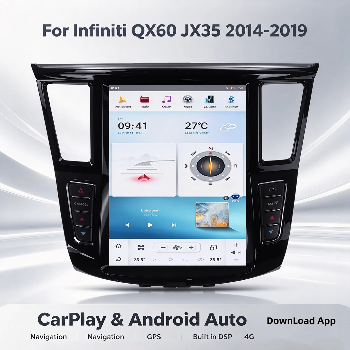 Car Radio For Infiniti QX60 JX35 2014-2019 Android 13 Touch Screen Car Navi Multimedia Player Wireless Carplay Tape Recorder