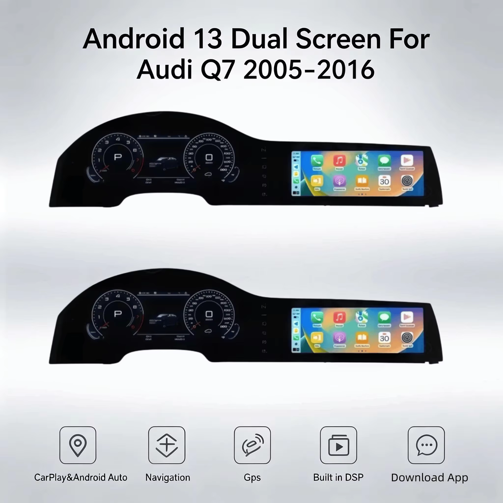 Digital Instrument Cluster for Audi Q7 4L 2005-2016 Speedometer Android Radio, Wireless CarPlay, GPS Navigation, Plug and Play